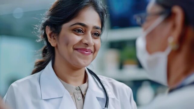 Smiling Female Doctor Consulting with a Patient in a Clinic