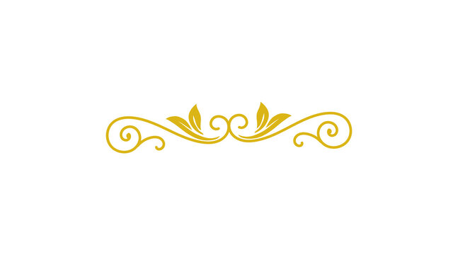 Golden ornamental flourish divider icon vector illustration isolated on transparent background