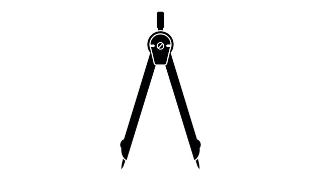 Drafting Tool Silhouette: A stark black silhouette of a drafting compass, a precise instrument for drawing arcs and circles, stands ready for technical work.