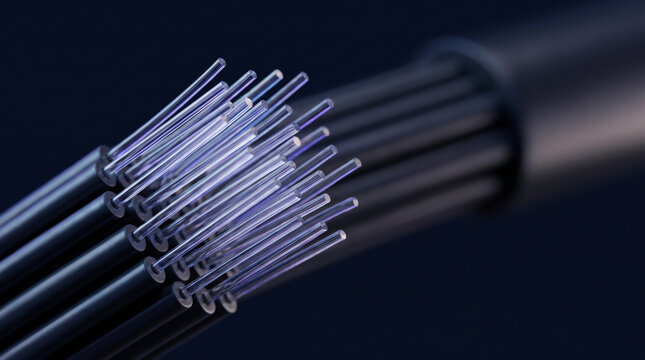 Fiber cable optic glass light technology communication data transmission speed connection network abstract