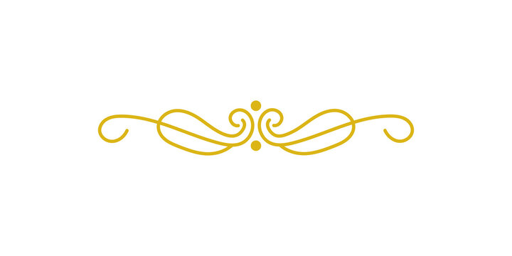 Goldcolored vintage flourish decorative divider element isolated on transparent background