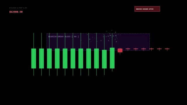 Digital financial chart showing a bearish order block on btc