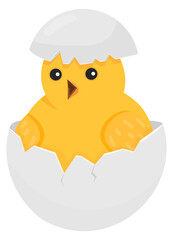 Chick hatch from egg. Cute baby bird birth © LadadikArt