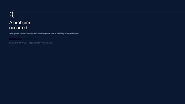 System Error Crash Screen Animation with Critical Software Failure Warning