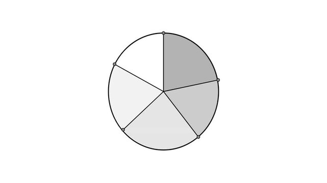 Minimalist 2D Animation of a Blank Five Segment Pie Chart Infographic on White Background
