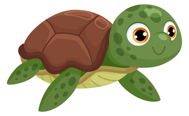Obraz premium Baby turtle cartoon icon. Green sea animal