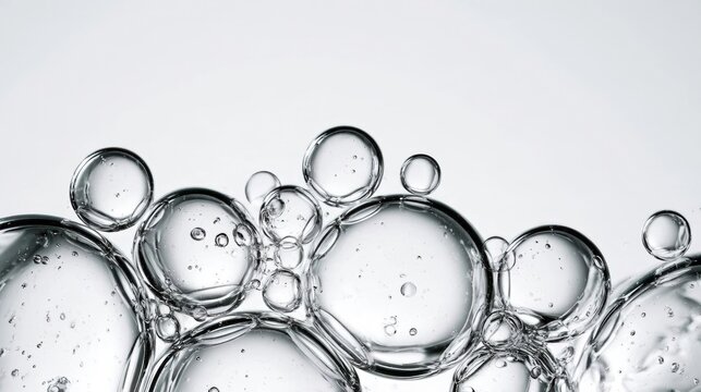 Close-up of a group of bubbles. the bubbles are of different sizes and shapes, with some being larger and others smaller.