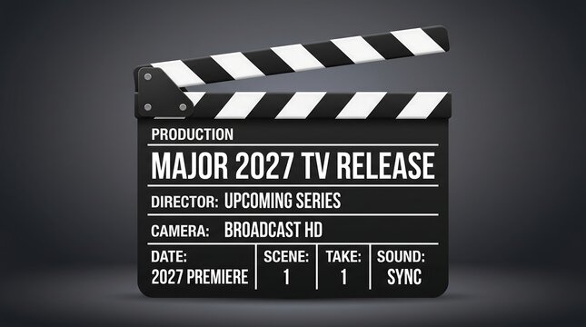Film clapper board for a 2027 television production