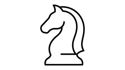 Chess Knight Silhouette: A minimalist outline of a chess knight, representing strategy, intelligence, and the game of chess. © Jubia