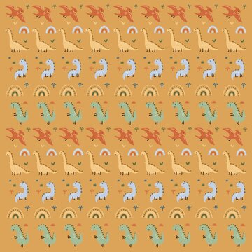 Seamless dinosaur pattern for kids fabric design or boys nursery wallpaper