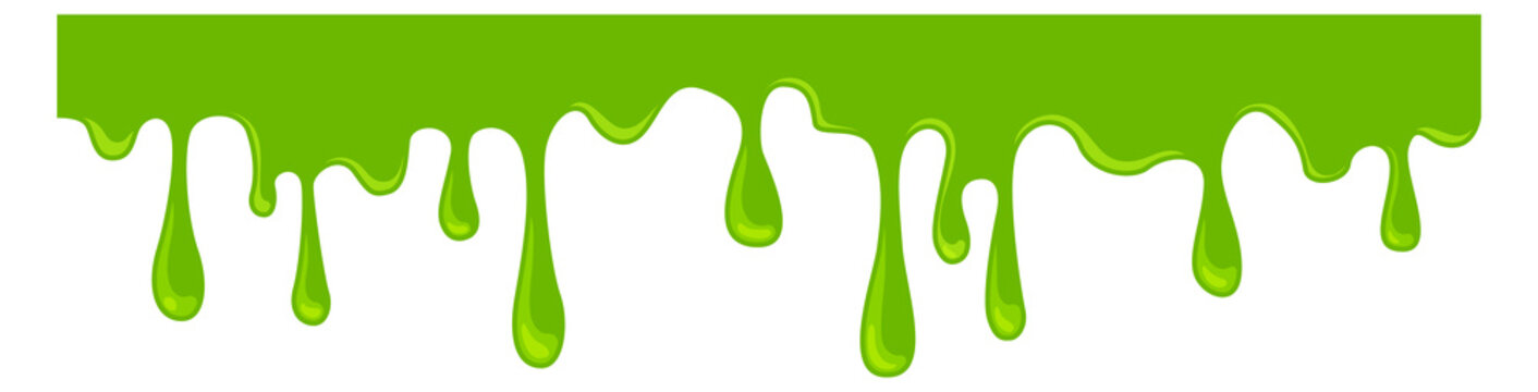 Dripping green liquid border. Toxic goo flow