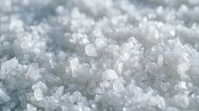 Close-up of a pile of small, irregularly shaped crystals. the crystals appear to be white in color and have a rough texture. they are scattered randomly, with some overlapping each other.