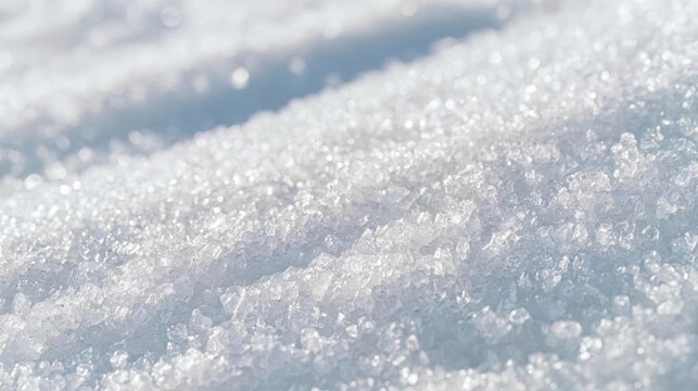 Close-up of a pile of snow. the snow is white and fluffy, and it appears to be freshly fallen. the texture of the snow is rough and uneven, with small bumps and grooves visible.