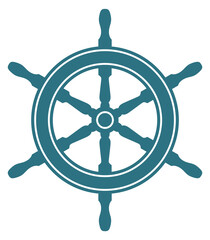 Ship steering wheel. Nautical navigation. Travel symbol © LadadikArt