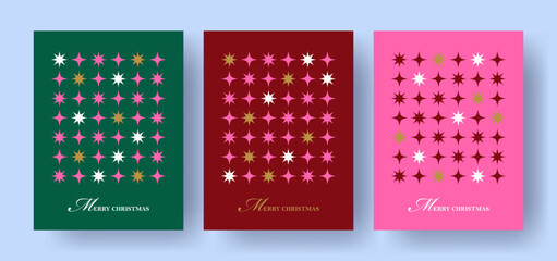 Obraz premium Elegant Christmas collection with geometric star patterns, festive typography and modern holiday layouts. Templates for Xmas cards, gift wrap, packaging, branding, posters and social media.