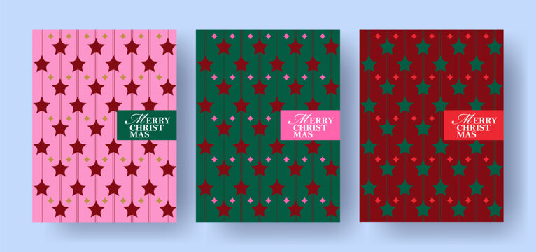 Elegant Christmas collection with geometric star patterns, festive typography and modern holiday layouts. Templates for Xmas cards, gift wrap, packaging, branding, posters and social media.