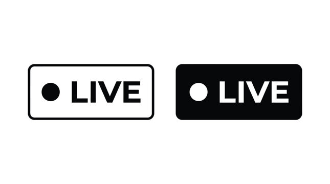 Live broadcast icons in outline and solid style vector illustration