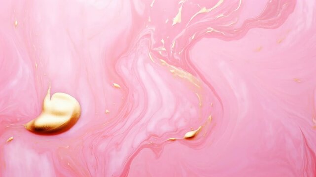Abstract Pink and Gold Fluid Marble Texture