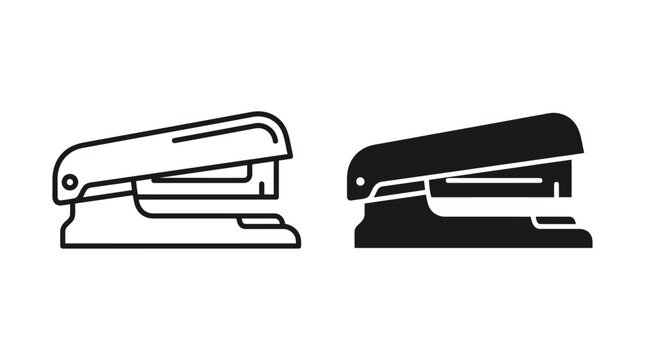 Stapler icon set in outline and solid style
