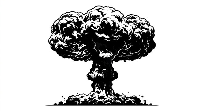 Mushroom cloud explosion illustration for disaster awareness and emergency communication