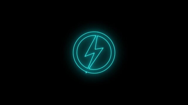 Glowing blue neon lightning bolt icon inside a circular frame on a dark background.