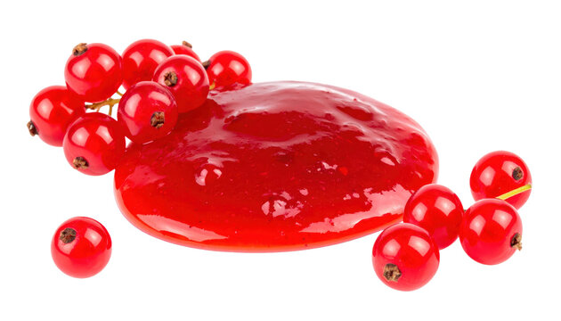 Red currant jam fruit spread with fresh berries