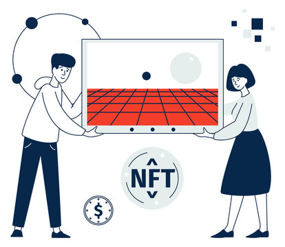 Digital artist create crypto artwork. Nft concept