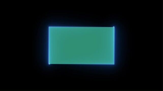 Glowing Neon sayn colars rectangle Frame with Green Screen animation, Futuristic light effect isolated on black Background, 4k quality neon line animation video.
