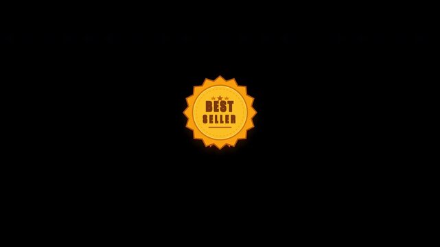 Gold best seller medal labels with ribbons on black background