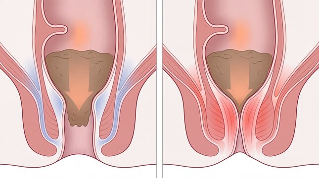 Pelvic Floor Dysfunction During Defecation Medical Illustration