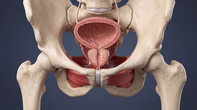 Male Pelvic Floor Anatomy and Muscles Medical Illustration