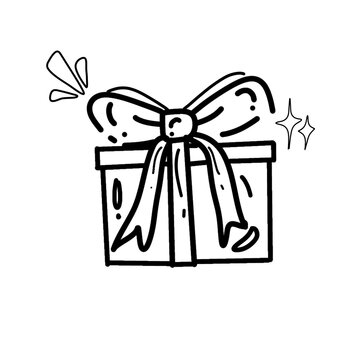 gift box vector illustration, Black and White Christmas Gift Box Coloring Page 🎁🖤🤍