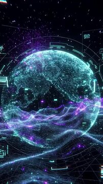 Digital skull hologram floating in a futuristic cyberspace with glowing data particles representing a hacking or cyberattack event