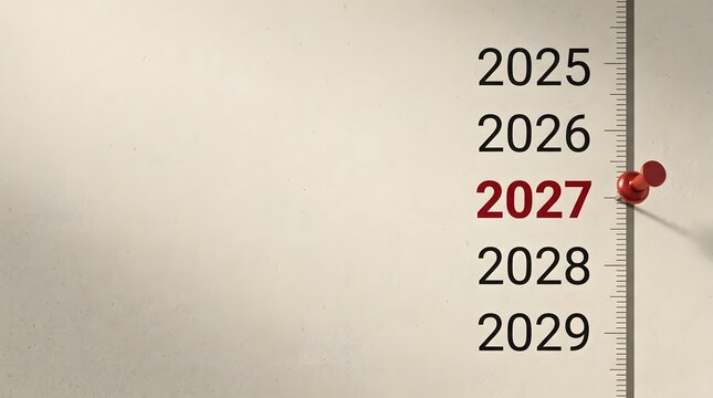 Thermometer indicating 2027 representing future forecasts and global warming concerns