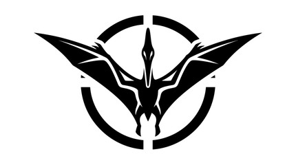 Pterodactyl Logo Emblem Isolated Black Silhouette on Transparent Background, Flying Reptile Symbol © Muh