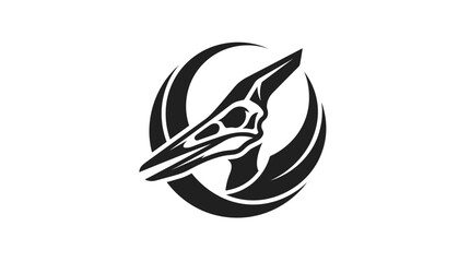 Pterodactyl Skull Silhouette with Crescent Moon Graphic Icon, Isolated on Transparent Background © Muh