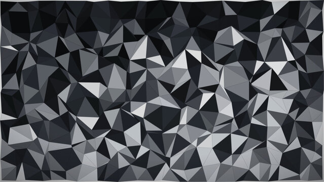 Dark monochrome geometric triangle pattern with varied facets for modern creative backdrops.
