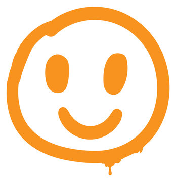 Smile emoji in grungy paint brush stroke style