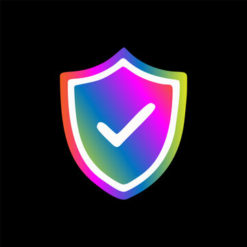 Dynamic Vector Shield Checkmark Icon, Vibrant Gradient for Robust Digital Security