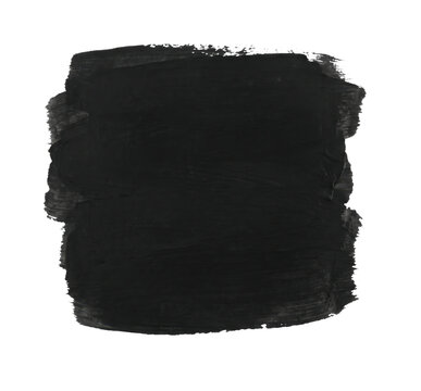 Hand painted black ink brush stroke square isolated on a clean white background for design