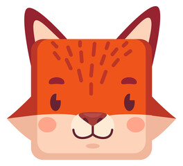 Obraz premium Fox square head. Funny wild forest animal face