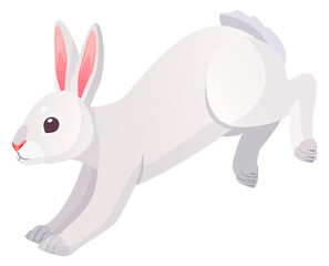 Running jackrabbit. Cheerful jumping hare cartoon character © ssstocker