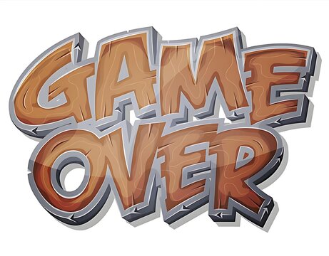 Wooden Game Over text effect vector illustration featuring rustic timber typography for mobile gaming interface victory screens modern video game graphic design.