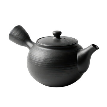 Traditional black teapot with handle and spout