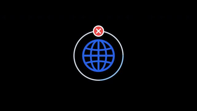 Global connection error icons on 4k transparent alpha background