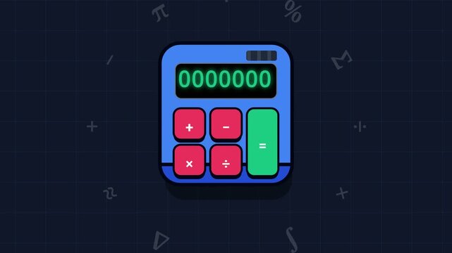 Calculator Digital Math Illustration Animation Featuring Financial Business Calculation Concepts For Educational Finance Software User Interfaces