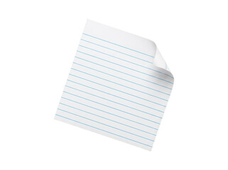 Single lined notebook paper sheet with curled corner isolated on transparent background view © MS PNG STORE