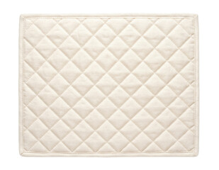 Obraz premium Square beige quilted fabric mat with a diamond pattern isolated on a clean white background