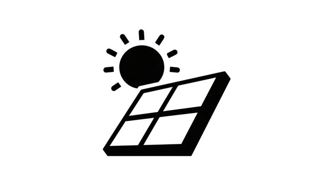 Solar panel and sun icon isolated on transparent background