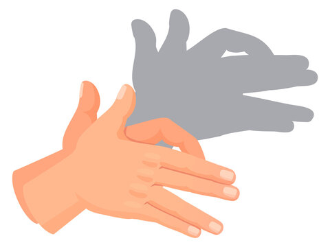 Wolf shadow silhouette. Animal hand gesture theater